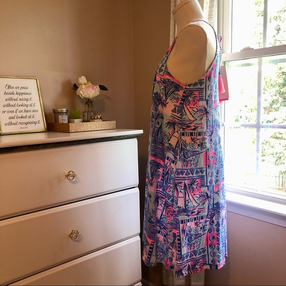 LILLY PULITZER Margot Dress in Whisper Blue Yeah Buoy Print Sz S NWT - Picture 5 of 14